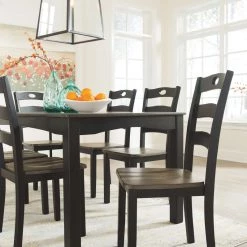 Ashley Furniture Froshburg - Black - Dining Room Table Set (7/cn) Dining Room Sets