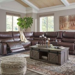 Signature Design By Ashley® Muirfield - Left Arm Facing Double Reclining Power Console Loveseat, Wedge, Power Reclining Right Arm Facing Loveseat With Headrest Sectional