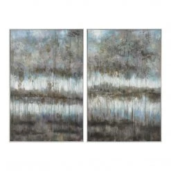 Accessories Uttermost Gray Reflections Landscape Art S/2