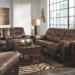 Signature Design By Ashley® Follett - Rectangular - Reclining Sofa, Double Reclining Loveseat With Console, Rocker Recliner