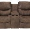Ashley Furniture Reclining Furniture Alzena - Gunsmoke - Dbl Rec Loveseat W/console