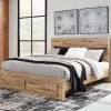 Signature Design By Ashley® Hyanna - Tan - King Panel Bed With Footboard Storage Beds