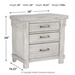 Ashley Furniture Nightstands Brashland - White - Three Drawer Night Stand