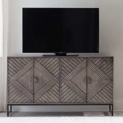 Ashley Furniture Treybrook - Distressed Gray - 4 Door Accent Cabinet