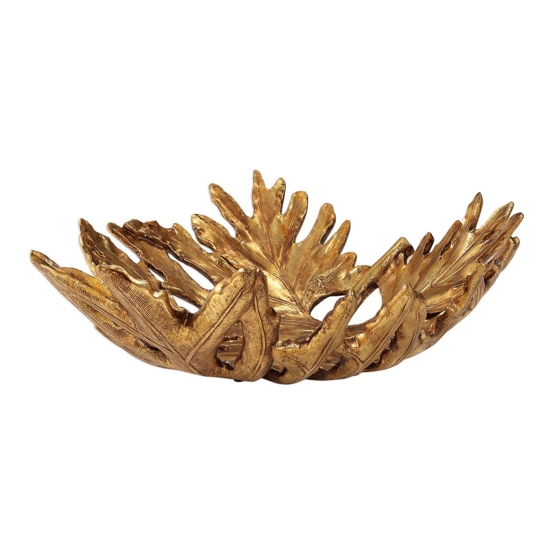 Uttermost Oak Leaf Metallic Gold Bowl 3 Uttermost Oak Leaf Metallic Gold Bowl
