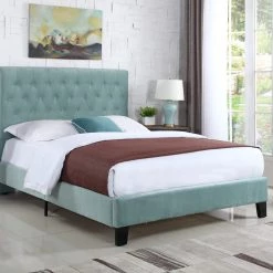 Emerald Home Upholstered King Bed Blue