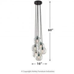Ashley Furniture Sybil - Clear/black - Glass Pendant Light (1/cn)