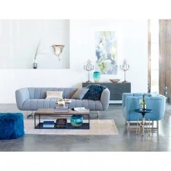 Moe's Home Collection Accessories Lamb Fur Pillow Large Teal Snow