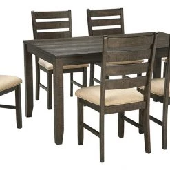 Ashley Furniture Dining Room Sets Rokane - Dark Brown - Dining Room Table Set (7/cn)