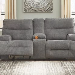 Signature Design By Ashley® Coombs - Charcoal - 3 Pc. - Reclining Sofa, Loveseat, Recliner Reclining Furniture