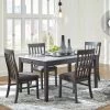 Benchcraft® Luvoni - Best In Class/Dark Charcoal Gray - Rectangular Dining Room Table, 4 Upholstered Side Chairs Dining Room Sets