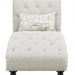Emerald Home Chaises Hutton II Tufted Chaise, Ivory