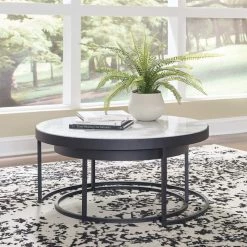 Signature Design By Ashley® Windron - Black/white - Nesting Cocktail Tables (2/cn) 11 Signature Design By Ashley® Windron - Black/white - Nesting Cocktail Tables (2/cn)