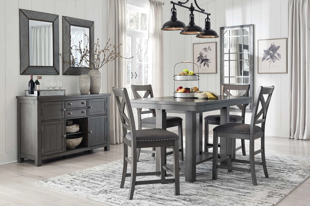 Signature Design By Ashley® Dining Room Sets Myshanna - Dark Gray - 6 Pc. - Counter Extension Table, 4 Barstools, Server 3 Signature Design By Ashley® Dining Room Sets Myshanna - Dark Gray - 6 Pc. - Counter Extension Table, 4 Barstools, Server