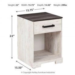 Ashley Furniture Shawburn - Whitewash/charcoal Gray - One Drawer Night Stand