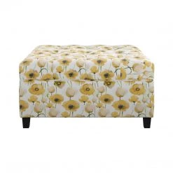 Emerald Home Ottomans Celia Storage Ottoman, Golden Poppy