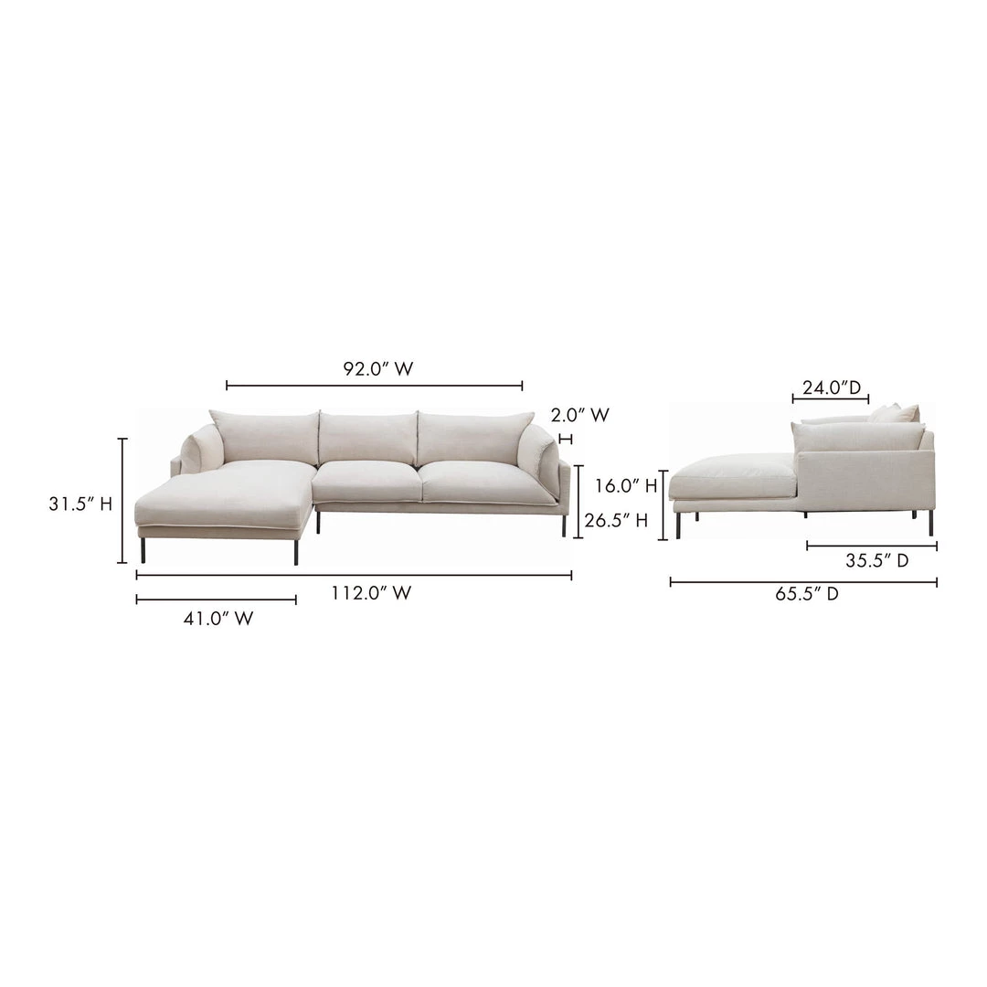 Moe's Home Collection Sectionals Jamara Sectional Left Sandy Beige 9 Moe's Home Collection Sectionals Jamara Sectional Left Sandy Beige