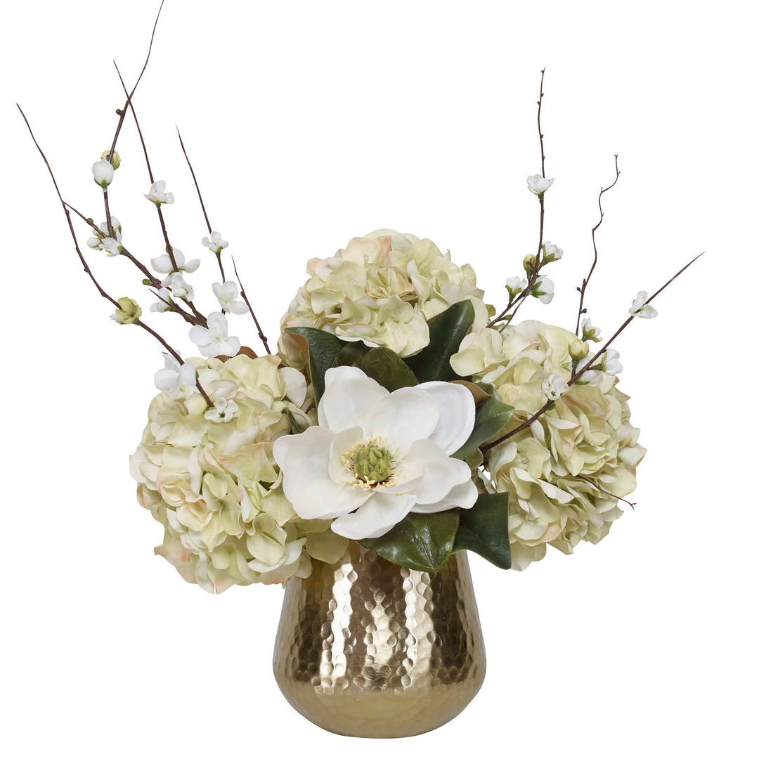 Uttermost Seabrook Floral Bouquet In Gold Vase 3 Uttermost Seabrook Floral Bouquet In Gold Vase