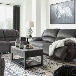 Signature Design By Ashley® Clonmel - Charcoal - 3 Pc. - Reclining Sofa, Loveseat, Recliner