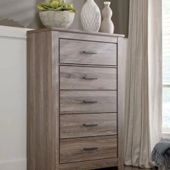Signature Design By Ashley® Zelen - Warm Gray - Dresser, Mirror, / Panel Headboard