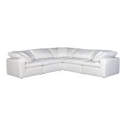 Moe's Home Collection Terra Condo Classic L Modular Sectional Livesmart Fabric Cream Sectionals