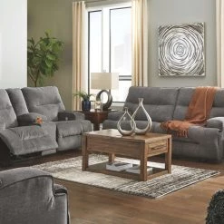Signature Design By Ashley® Coombs - Charcoal - 2 Pc. - Power Sofa, Loveseat