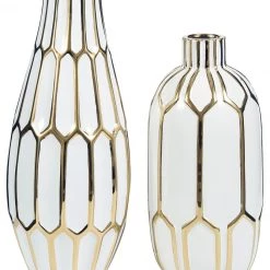 Ashley Furniture Mohsen - Gold Finish/white - Vase Set (2/cn)