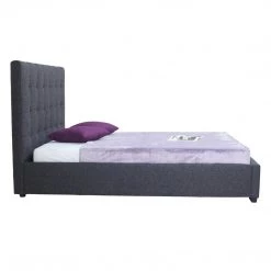 Moe's Home Collection Beds Belle Storage Bed Queen Charcoal Fabric