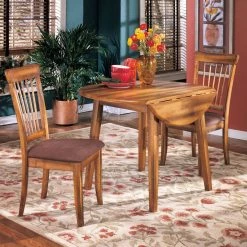 Ashley® Berringer - Rustic Ultimate Best In Class Drop Leaf Table, 2 Upholstered Side Chairs