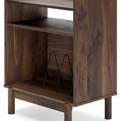 Signature Design By Ashley® Calverson - Mocha - Turntable Accent Console Cabinets