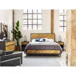 Moe's Home Collection Round Teak Wood Art Weathered Grey Small Table Decor