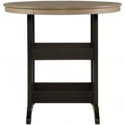 Signature Design By Ashley® Tables Fairen Trail - Black/driftwood - Round Bar Table W/umb Opt