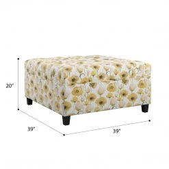 Emerald Home Ottomans Celia Storage Ottoman, Golden Poppy