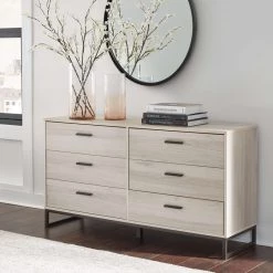 Ashley Furniture Socalle - Light Natural - Six Drawer Dresser Dressers