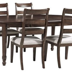 Signature Design By Ashley® Adinton - Reddish Best Linen - Oval Dining Room Extension Table, 4 Side Chairs