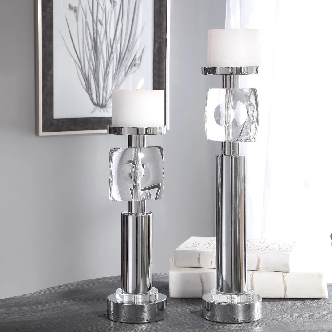 Table Decor Uttermost Kyrie Nickel Candleholders, Set/2 8 Table Decor Uttermost Kyrie Nickel Candleholders, Set/2