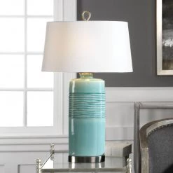Accessories Uttermost Rila Distressed Teal Table Lamp