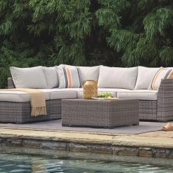 Ashley Furniture Cherry - Gray - Loveseatsec/otto/tbl Set(4/cn)