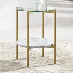 Ashley Furniture Wynora - White/gold - Round End Table