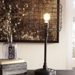 Ashley Furniture Accessories Javan - Antique Black - Metal Table Lamp (1/cn)
