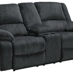 Ashley Furniture Reclining Furniture Draycoll - Slate - Dbl Rec Pwr Loveseat W/console