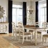 Signature Design By Ashley® Realyn - Chipped Best In Class - Rectangular Dining Room Extension Table, 4 Upholstered Side Chairs Dining Room Sets