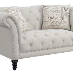 Emerald Home Hutton II Tufted Loveseat, Ivory