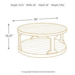 Ashley Furniture Rogness - Rustic Brown - Round Cocktail Table Tables