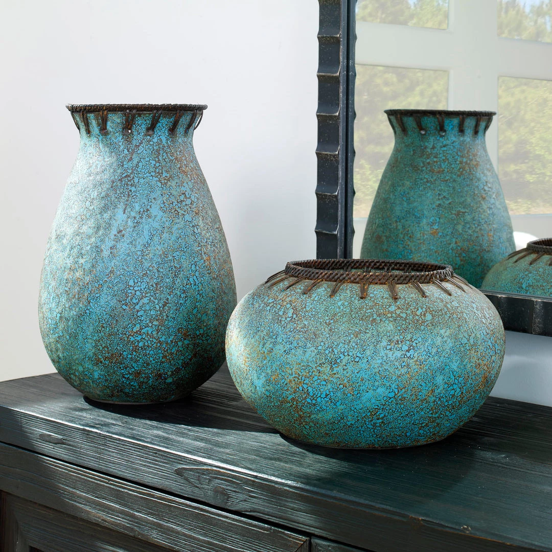 Uttermost Bisbee Turquoise Vases, S/2 Table Decor 5 Uttermost Bisbee Turquoise Vases, S/2 Table Decor