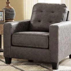 Benchcraft® Venaldi - Gunmetal - 2 Pc. - Chair With Ottoman