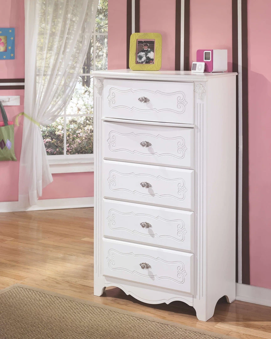 Ashley Furniture Exquisite - White - Five Drawer Chest Chests 4 Ashley Furniture Exquisite - White - Five Drawer Chest Chests