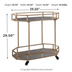 Ashley Furniture Daymont - Gold Finish - Bar Cart