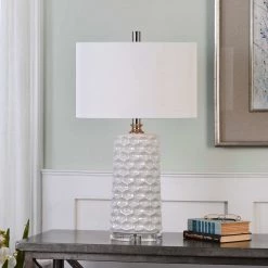 Uttermost Sesia White Honeycomb Table Lamp