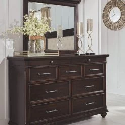 Signature Design By Ashley® Bedroom Sets Brynhurst - Dark Ultimate Best In Class Dresser, Mirror, Panel Bed